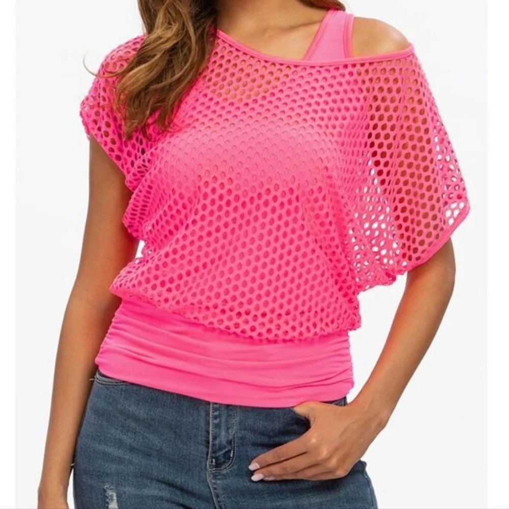 Pink Mesh Crop Top